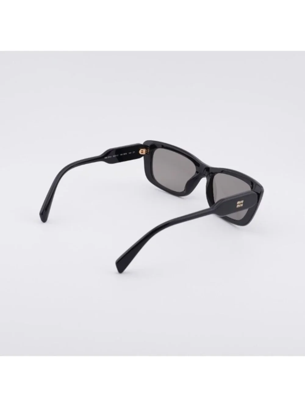 Miu Miu MU B12S 16K80Q Sunglasses Glossy Black Rectangle Frame, Dark Grey Lenses